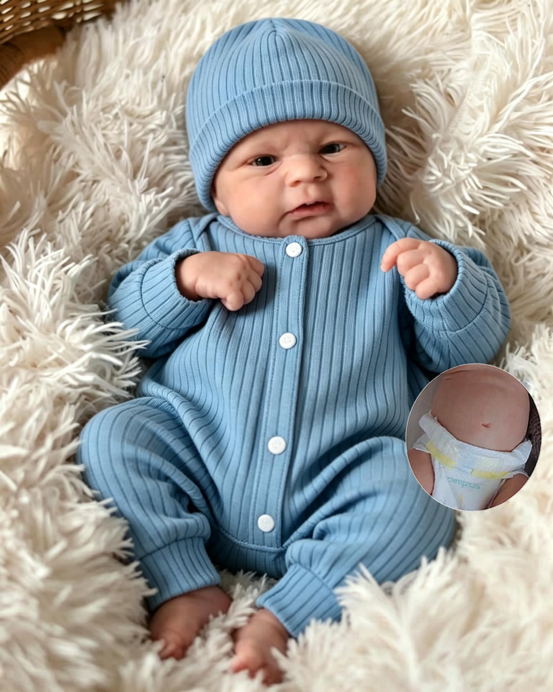Anano Reborn Silicone Baby Doll Full Body 17 Inch Silicone Full Body Realistic Baby Doll Silicone for Kids