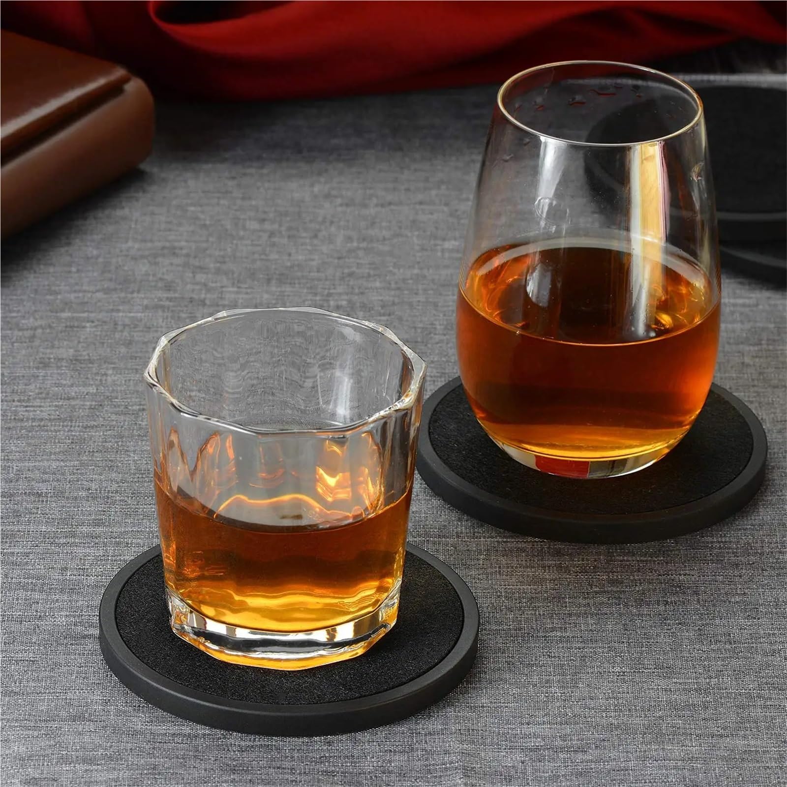 6 pezzi sottobicchieri for bevande in silicone inserto in feltro morbido for da caffè sottobicchiere tè Per Pranzo Tavolino(Brown)