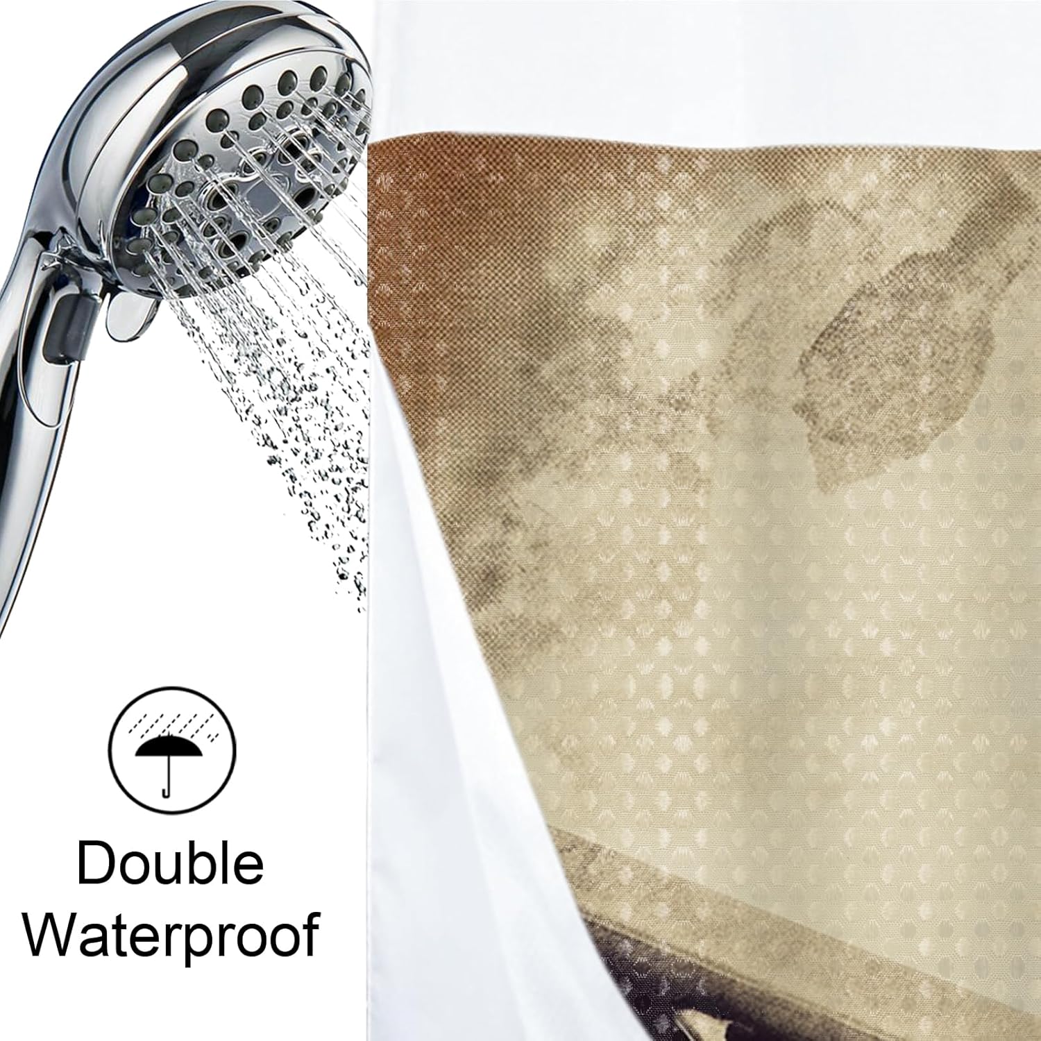 Vintage Rustic Aircraft Cool Theme No Hook Waffle Weave Shower Curtain with Snap in Liner Unique Aesthetic Boys Kids Bathroom Decor Set 72 W x 74 H Inch Brown