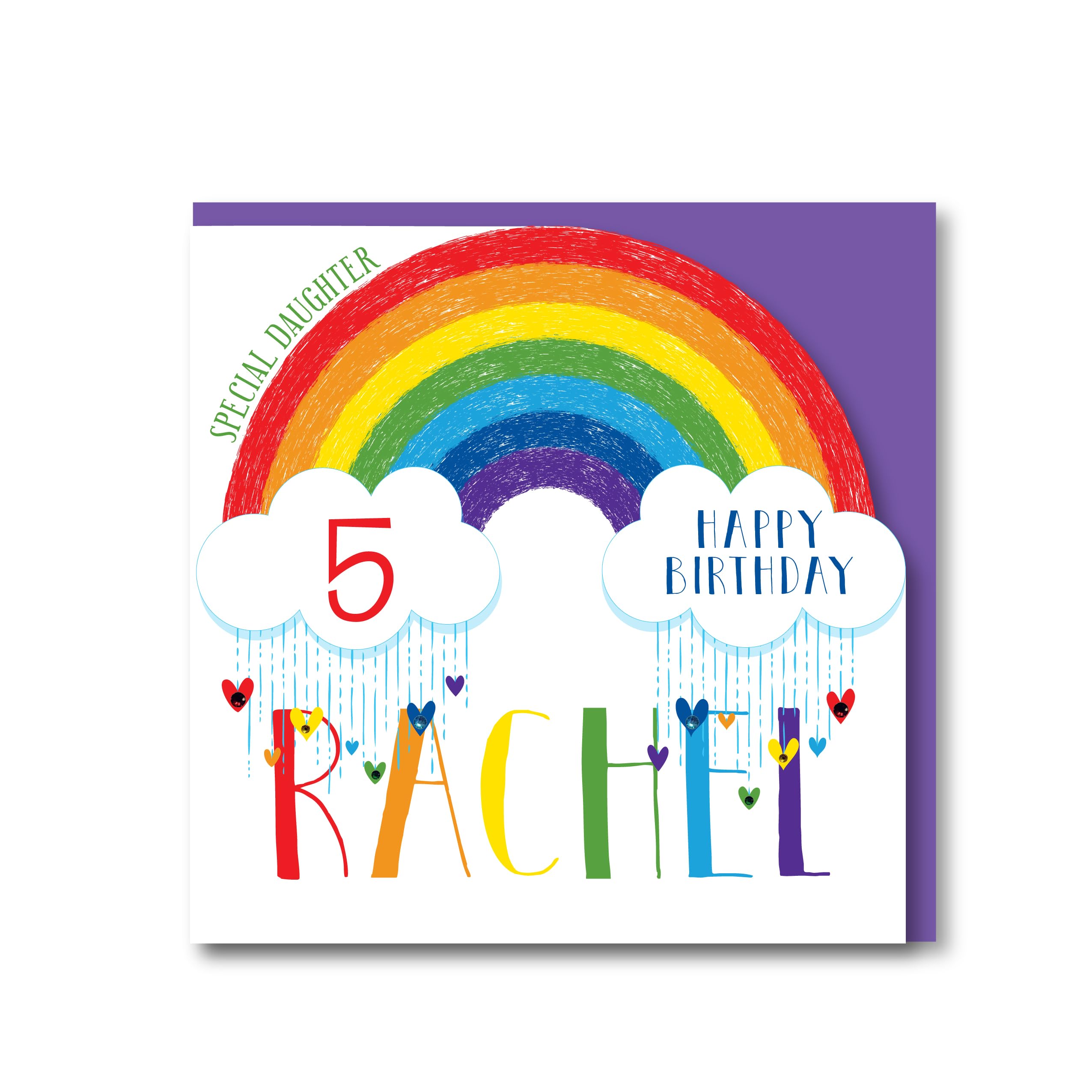 Personalised Handmade Rainbow Birthday Card, 1st, 2nd, 3rd, 4th, 5th, 6th, 7th, 8th, 9th, Daughter, Niece, Granddaughter, Sister, Friend