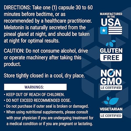 Miniatura 7 de Life Extension Melatonina, 3 mg, Apoyo óptimo para dormir, ritmos circadianos saludables, defensa celular, sin gluten, sin OMG, vegetariano, 60