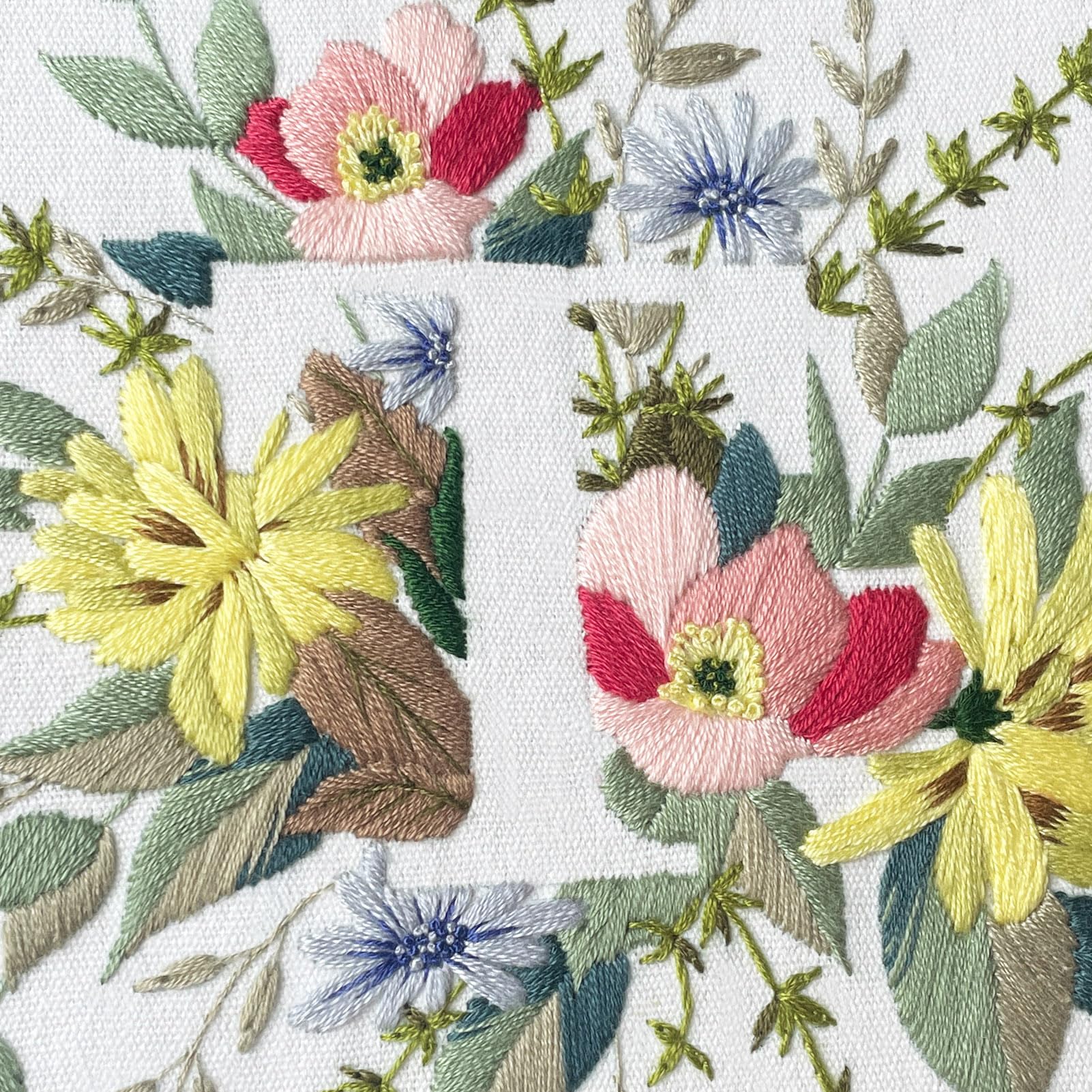 Myfelicity Embroidery Kit for Beginners and Adults Floral and Lettering Design (T), 20 cm x 20 cm - Image 2