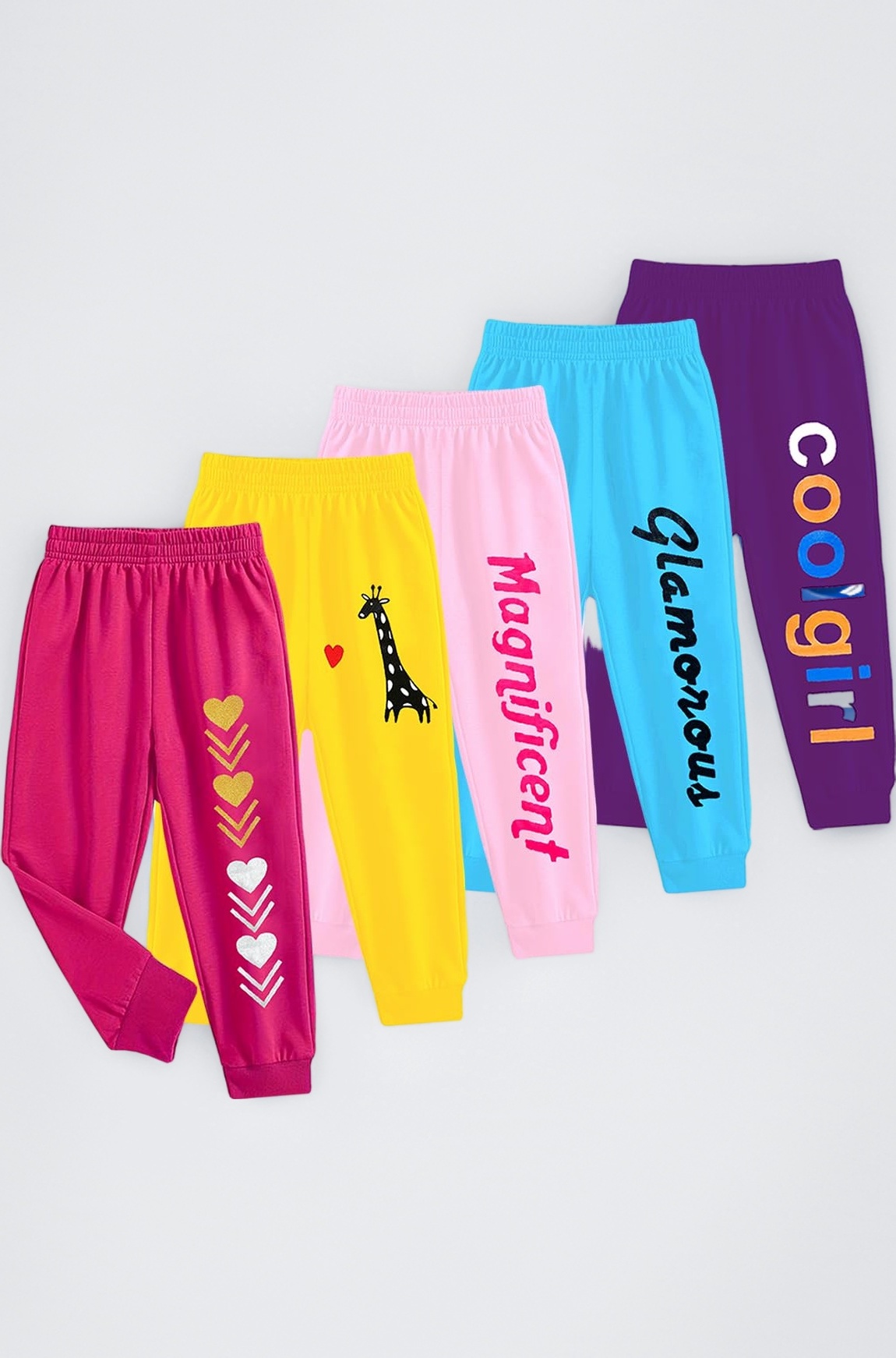 Girl's Regular Fit Cotton Blend Track Pant Multicolour