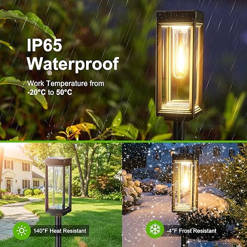 Miniatura 2 de Luces solares brillantes para caminos al aire libre, paquete de 8 luces solares de jardín impermeables, encendidoapagado automático del atardecer al