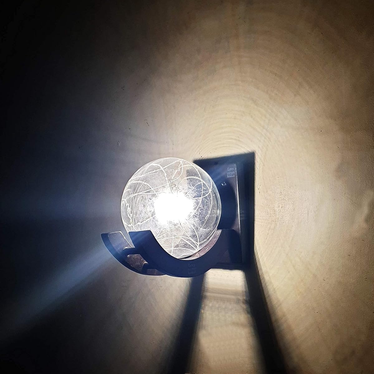 Keyplus Brown Wooden Wall Light with Frosted Glass Shade, Modern Wall Mounted