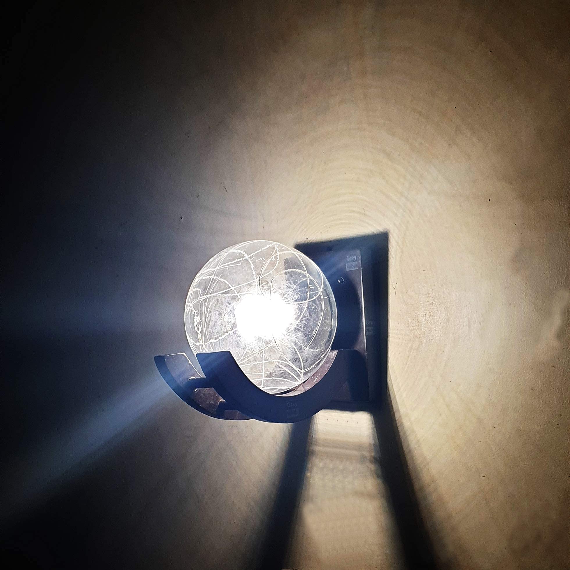 Keyplus Brown Wooden Wall Light with Frosted Glass Shade, Modern Wall Mounted Lamp