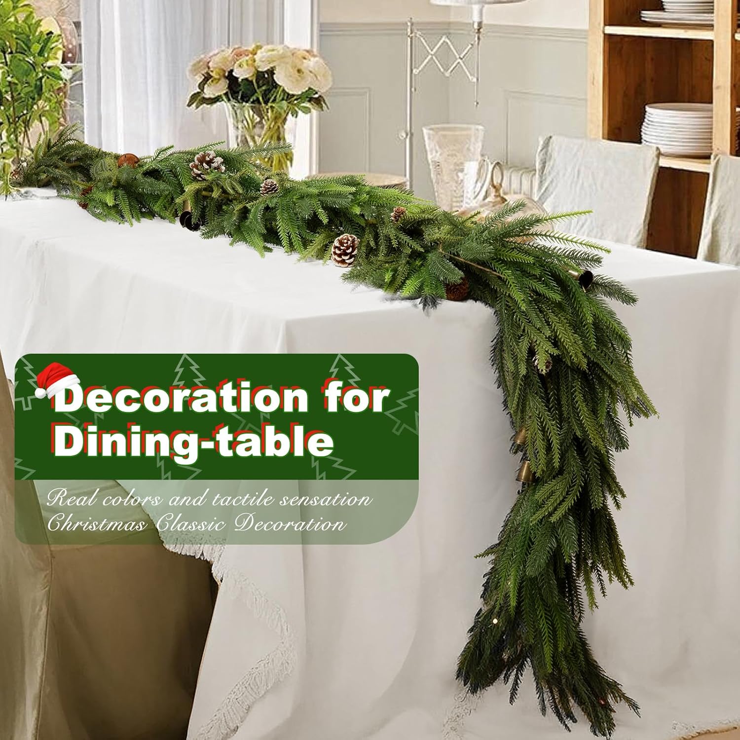 Norfolk Pine Garland, 6FT Soft-Touch Artificial Pine, Realistic Winter Garland for Mantle, Table, Fireplace, Wall Xmas Decor - Image 2