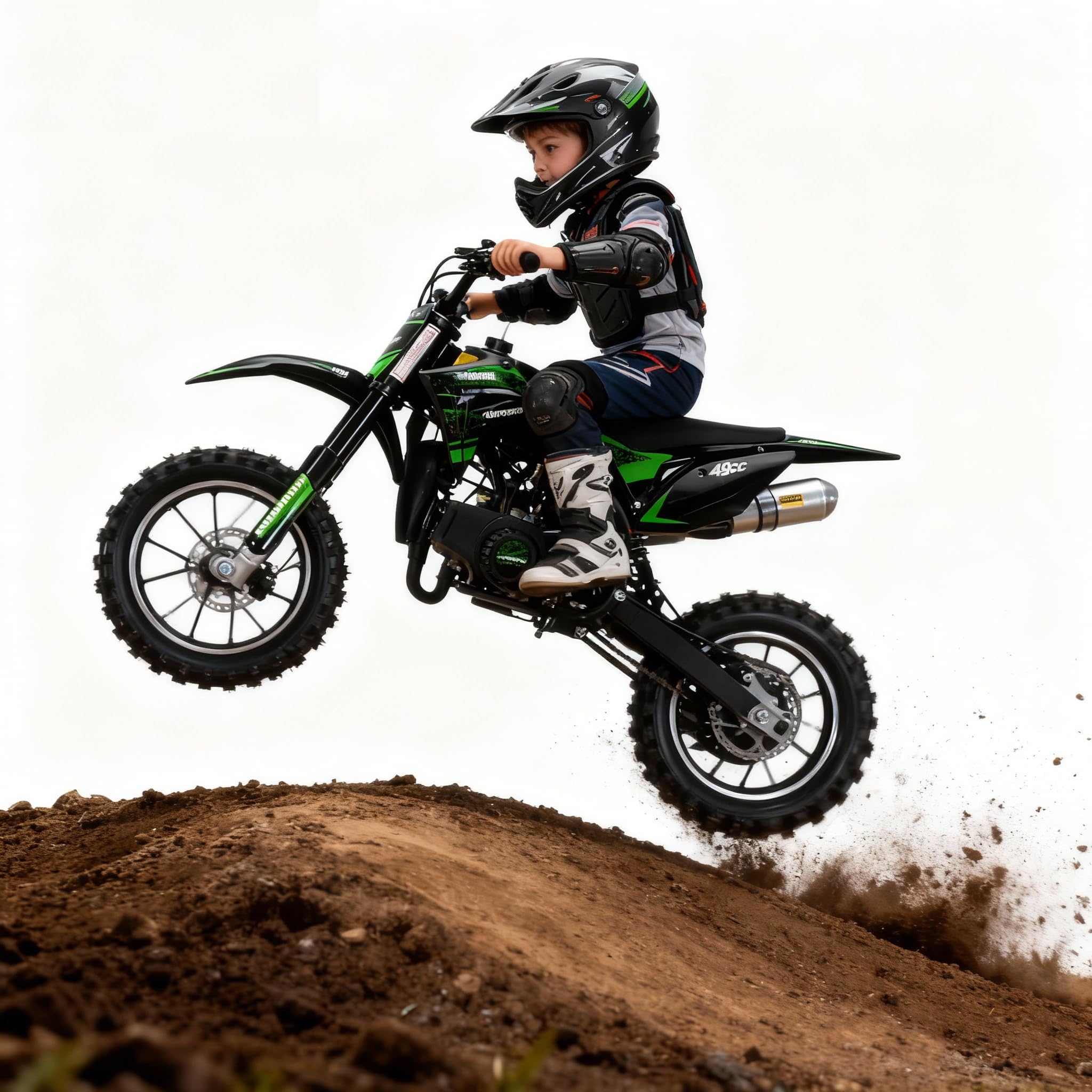 49cc Kid Gas Dirt Bike, Dirt Bike for Kids 8-14 Upgrade 2-Stroke Motorbike Children Gas Motorcycle Off Road Mini Bike Beach Vehicle Ride on Toy Car