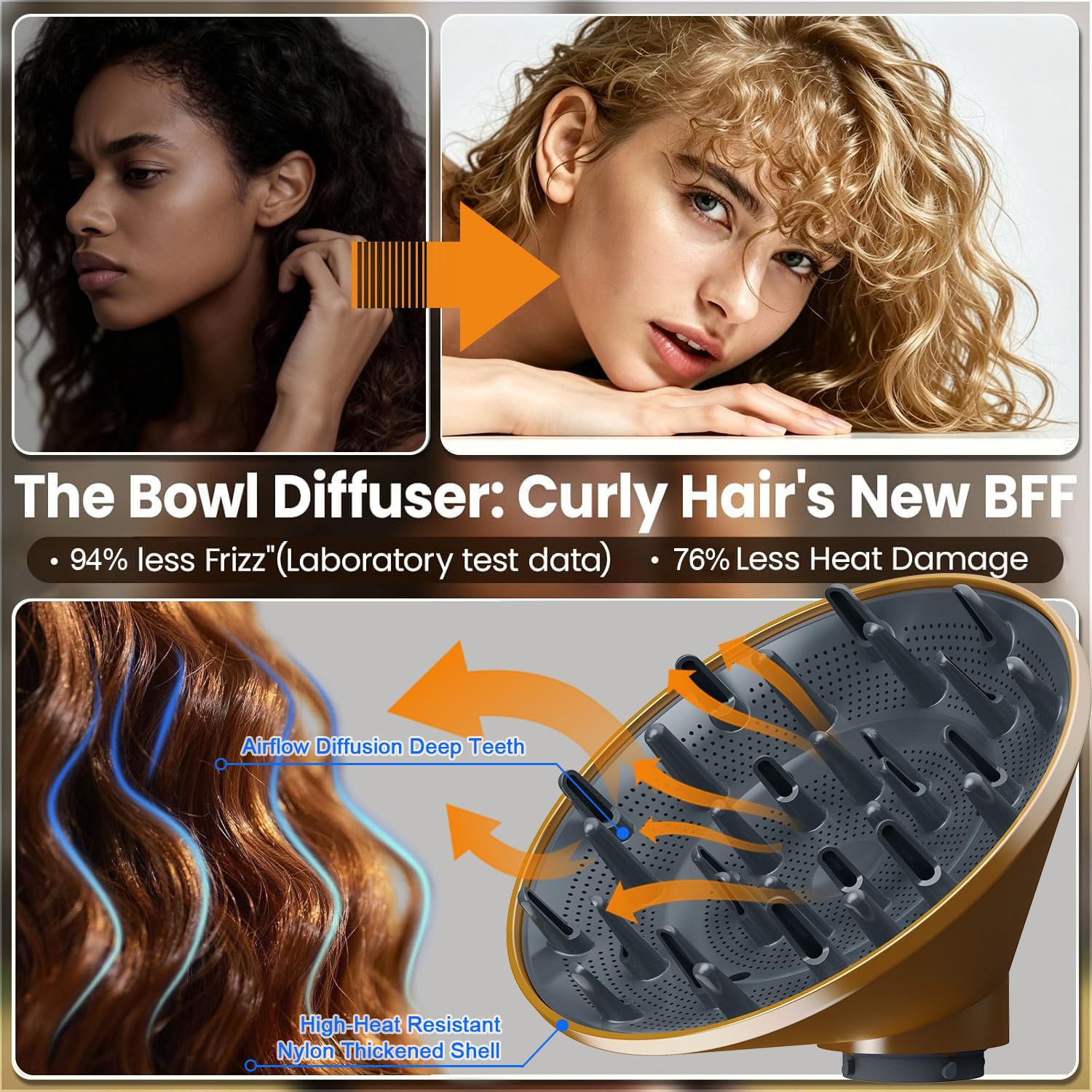 Difusor grande de 6.7 pulgadas para Airwrap i.d. Styler, HS01 HS05 HS08, secado rápido, rizos y volumen sin encrespamiento, para cabello grueso/rizado, seguro para el calor, accesorio difusor de pelo