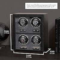 Vista 8 de ROTHWELL Bobinadora de 4 relojes para relojes automáticos con motor silencioso con múltiples velocidades y ajustes de rotación (bronceado/marrón)