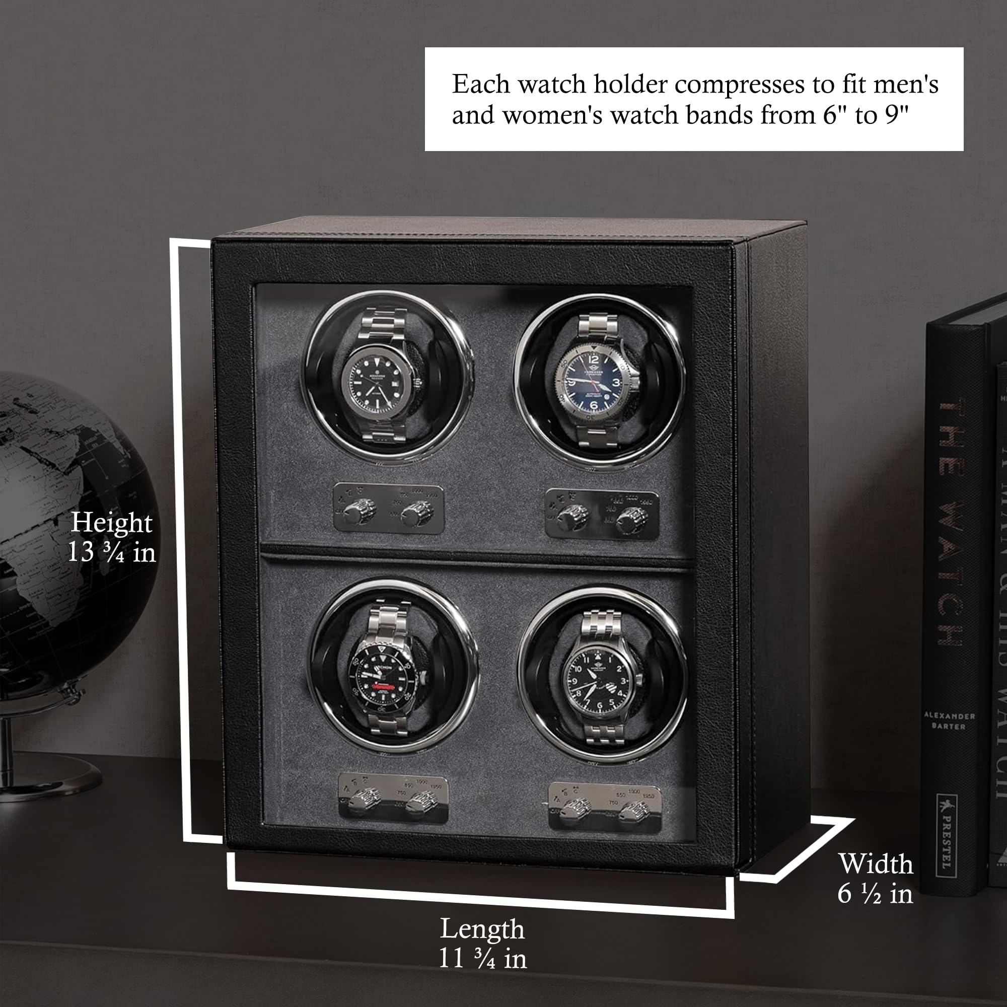 ZDMZR Single Watch Winder voor Automatische Horloges met Stille Japanse Motor, Roterende Horlogebox, Watch Winder Box, Op Batterijen of ZDMZR Single Watch Winder voor Automatische Horloges met Stille Japanse Motor, Roterende Horlogebox, Watch Winder Box, Op Batterijen of