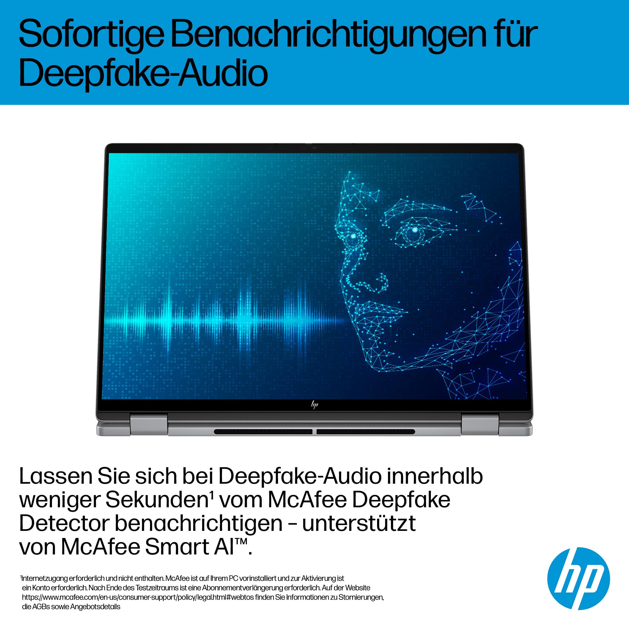 HP OmniBook X Flip 2in1 Laptop AMD Ryzen AI 5 340 16" WUXGA Touchscreen 16GB 512GB SSD Win11 Silber