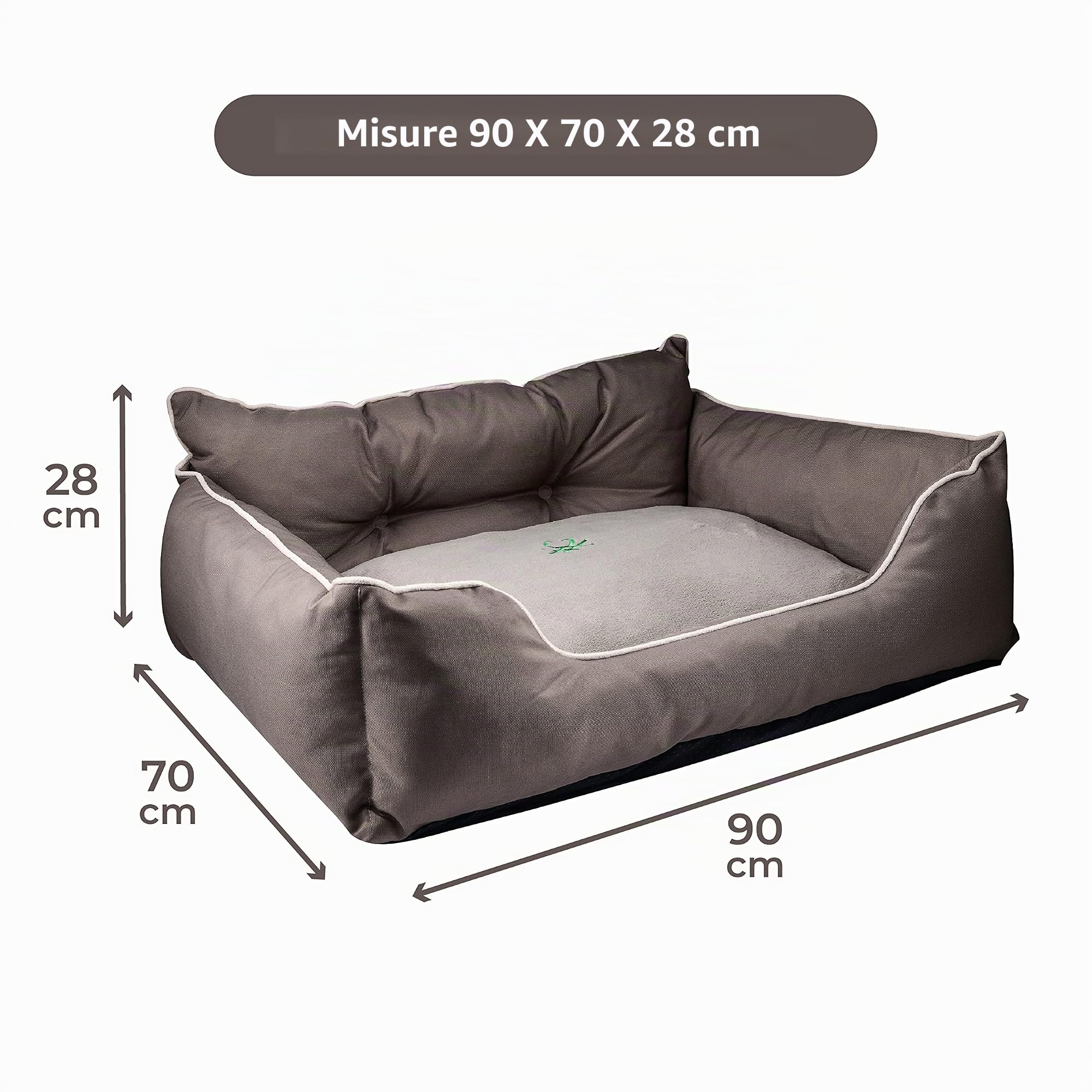 UNITED COLORS OF BENETTON. Pets | Cama para Mascotas | Color Marrón | Medidas 90x70x28 cm | Cama Ergonómica para Perros Grandes | Funda Lavable a Máquina