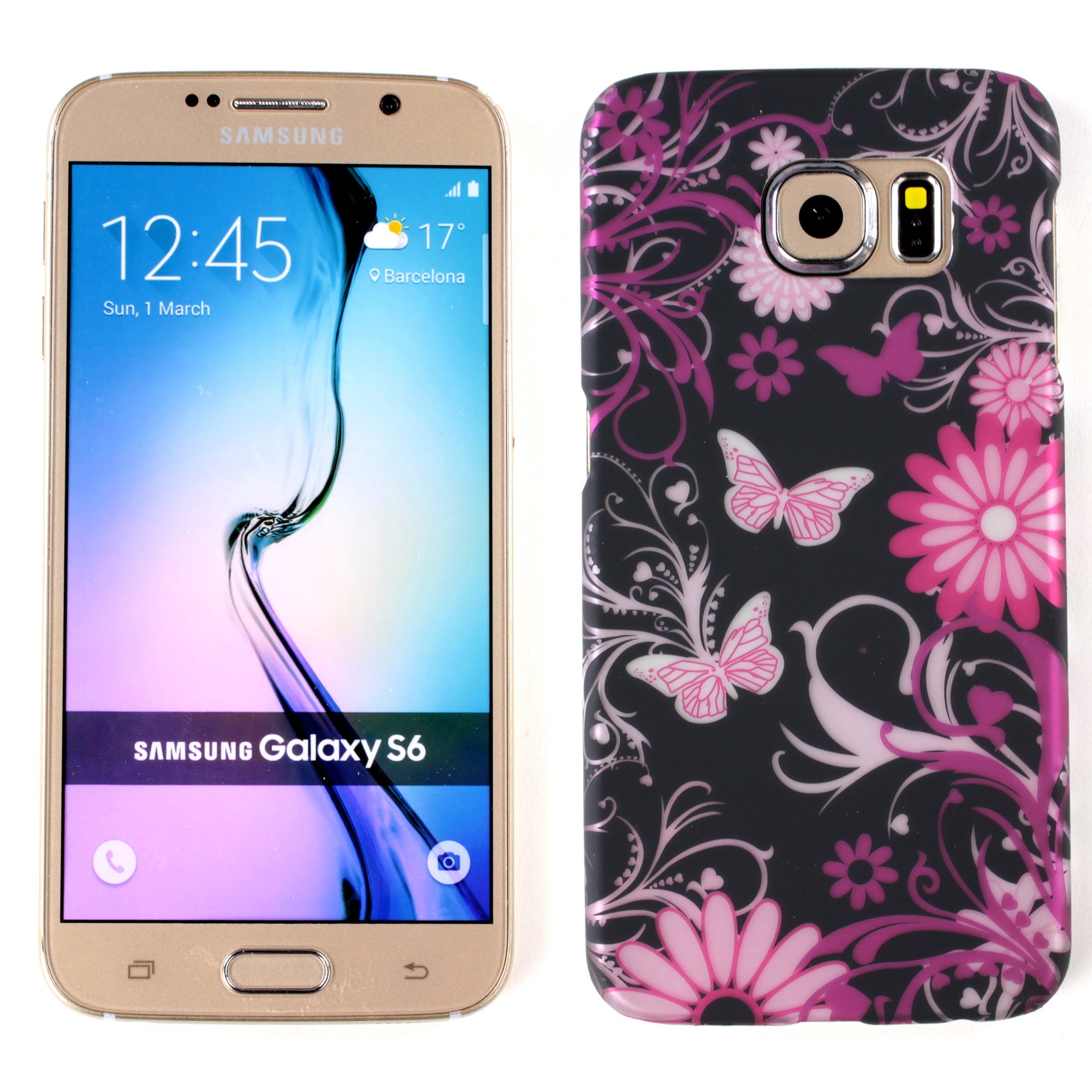 Galaxy S6 Case, CoverON® Hard (Pink Butterfly) Design, [Slim 1pc Polycarbonate] [Protective Shell] [Enhanced Grip] Slender Fit Series Phone Cover for Samsung Galaxy S6