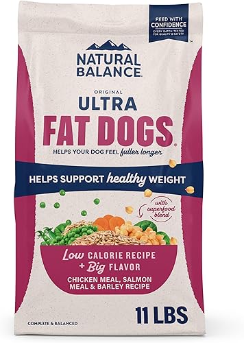 Natural Balance Original Ultra Fat Dogs Chicken Meal, Salmon Meal & Barley Recipe Low Calorie Dry Dog Food, 11 Pounds