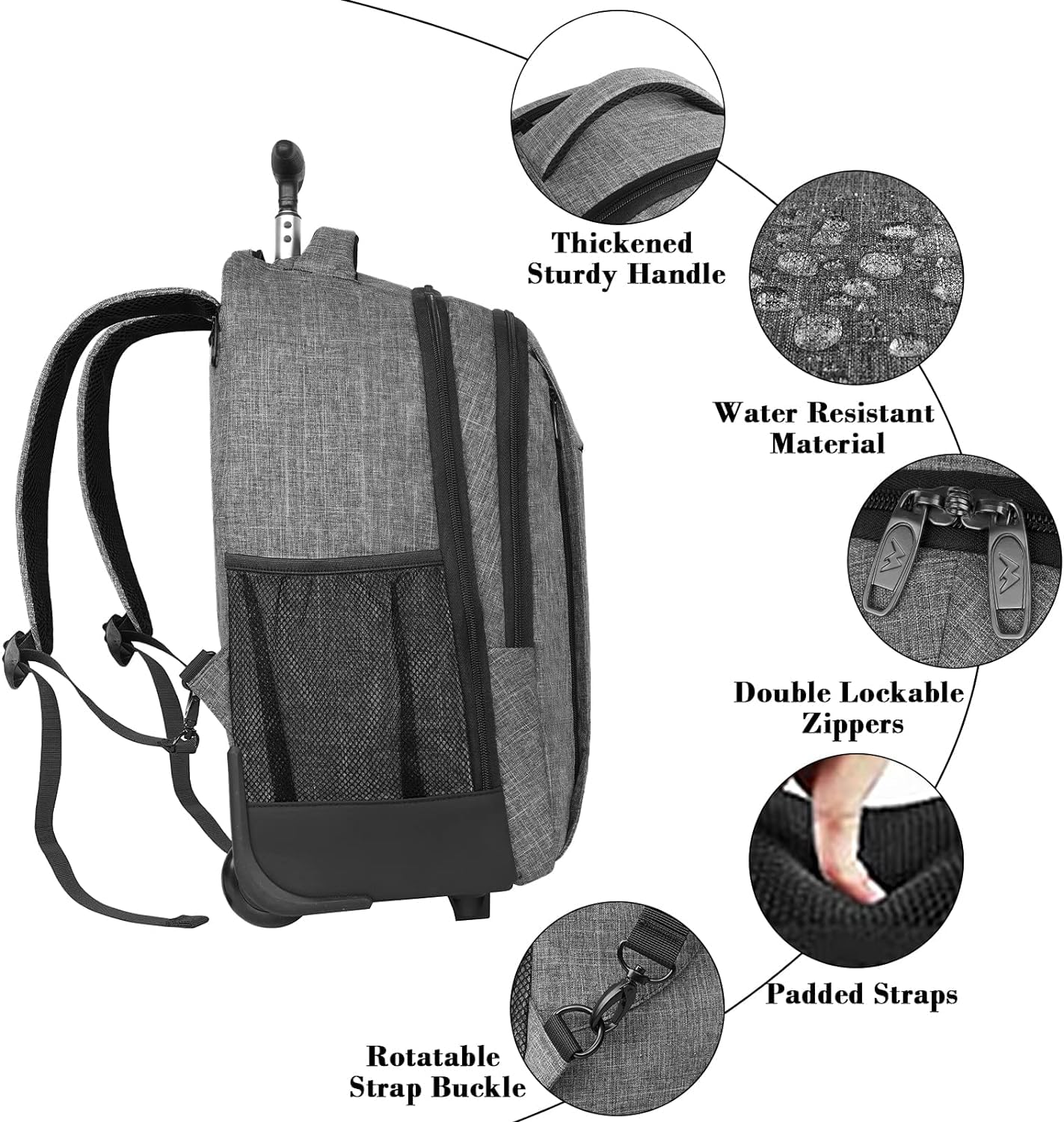 MATEIN Mochila Grande con Ruedas Adulto, Gris