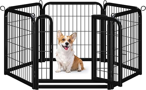 Yaheetech Corral para perros al aire libre, 6 paneles de valla para perros de 24 pulgadas, corral para mascotas para perros grandes, medianos y