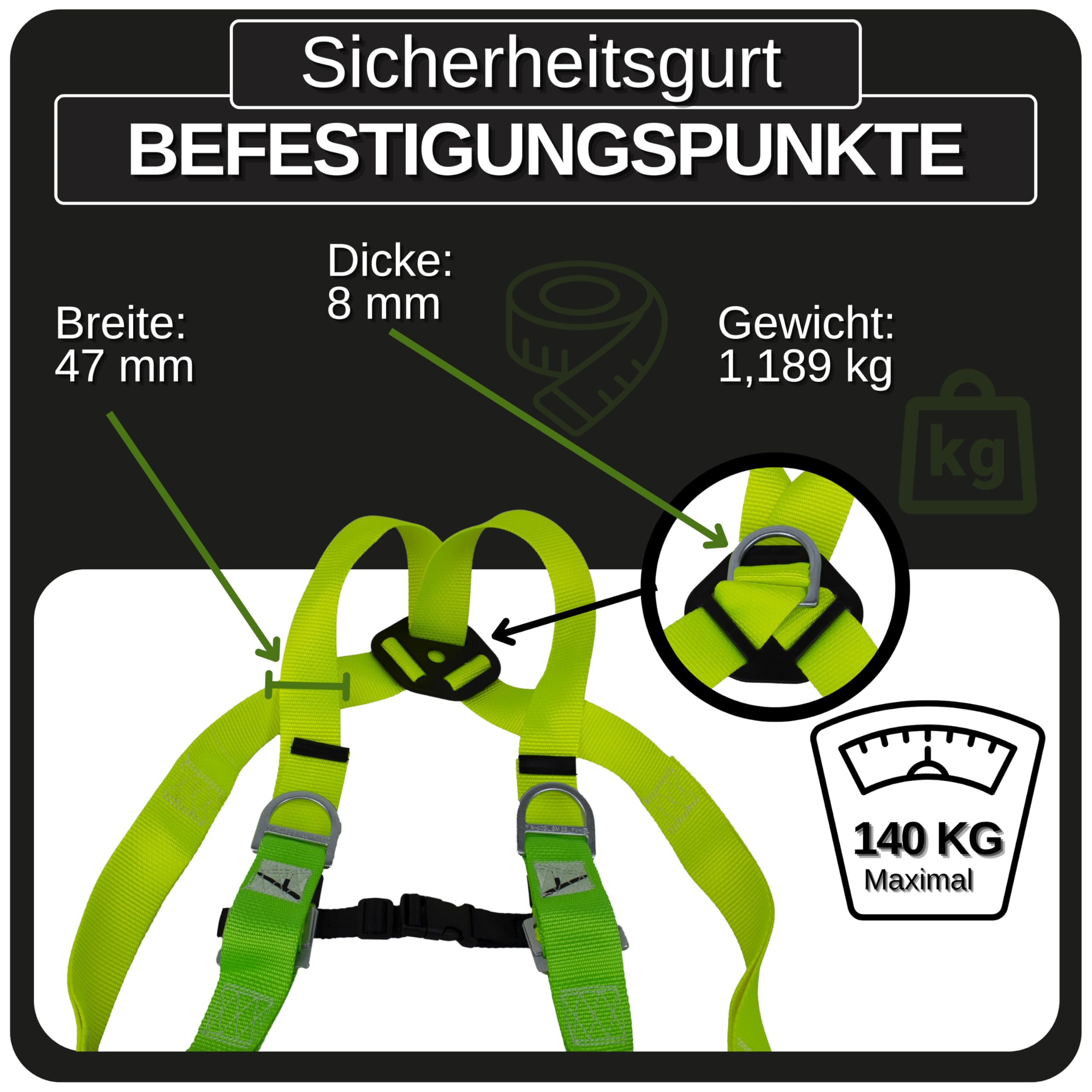 Climax Komplettes Absturzsicherungsset – Absturzgurt mit Fallline – Sicherheitsgurt 27C-Set – Sicherheitsgurt