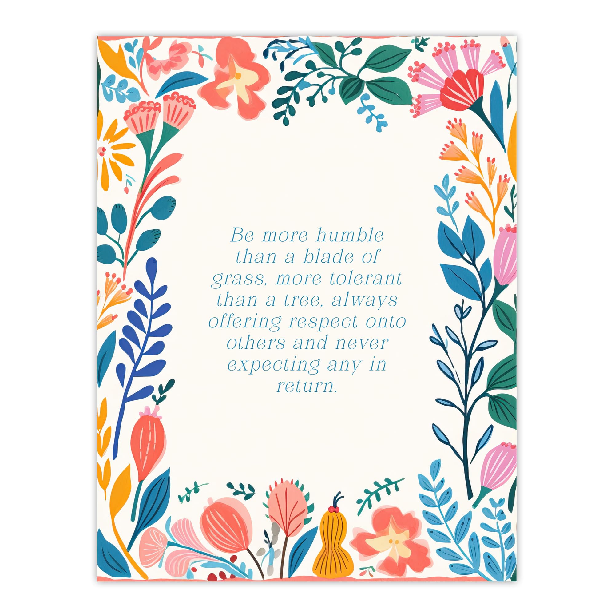 Artery8 Hinduism More Humble Than Blade of Grass Veda Hindu Faith Gods Inspirational Quote Floral Artwork Large Wall Art Poster Print Thick Paper 18X24 Inch