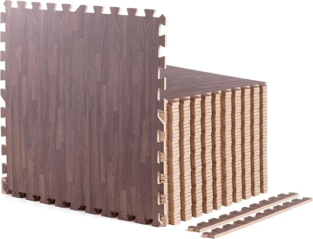 Tuiles de sol en mousse interlock AmStaff Fitness - Tapis en mousse EVA étanches et robustes, tapis de puzzle pour gymnase, aire de jeux, équipement, réduction du bruit - 24x24 po