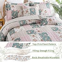 Vista 73 de VAPUTAR Juego de ropa de cama tamaño Queen – 3 piezas, edredón bohemio, colcha reversible ligera para dormitorio de granja (floral)