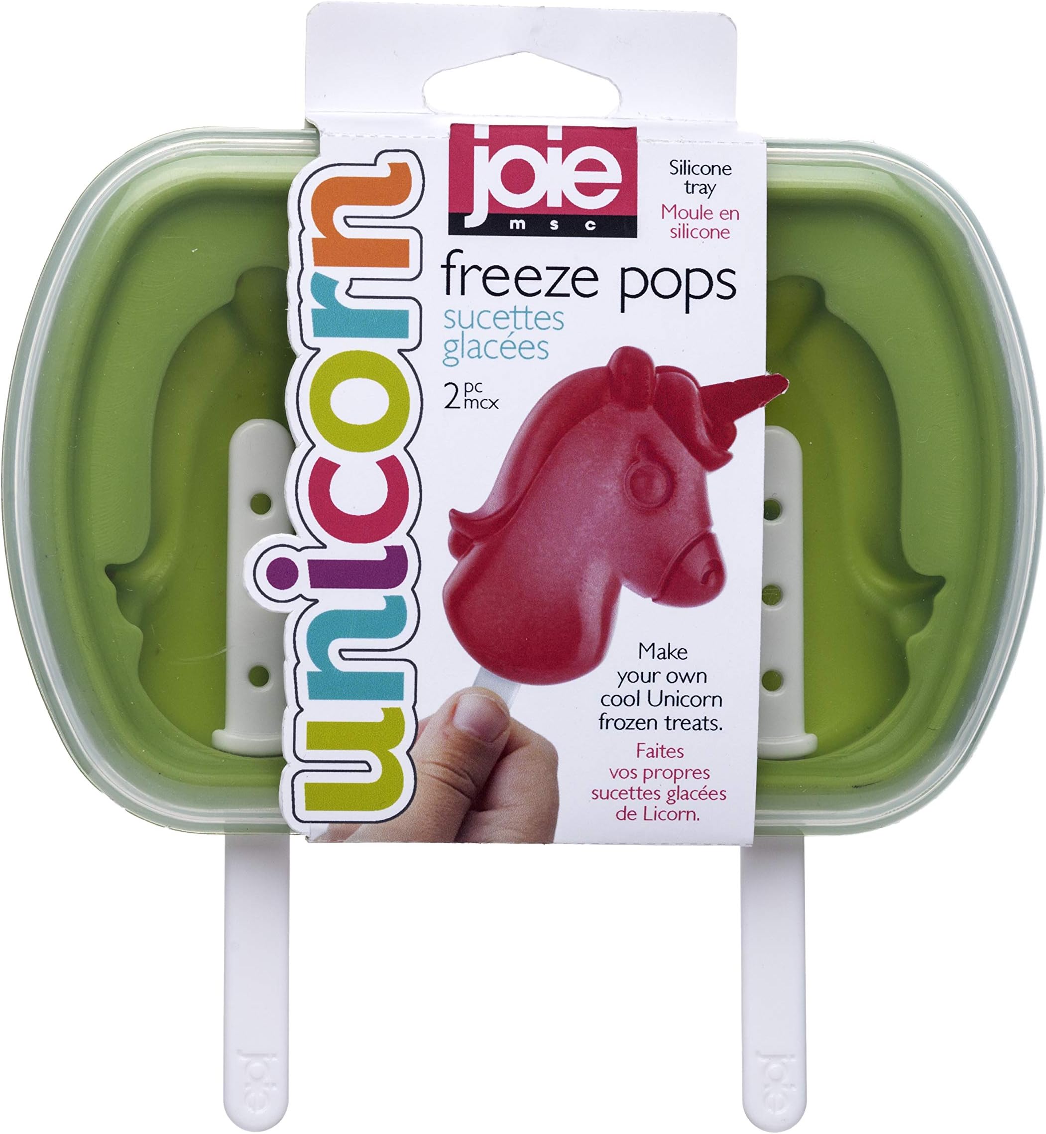 Joie Unicorn Popsicle Molds, Easy Ice Pop Maker for Kids, Make Fun Healthy Treats, Cute Unicorn Design, BPA-Free Silicone, Dishwasher Safe, Colors May Vary, 2 Pack
