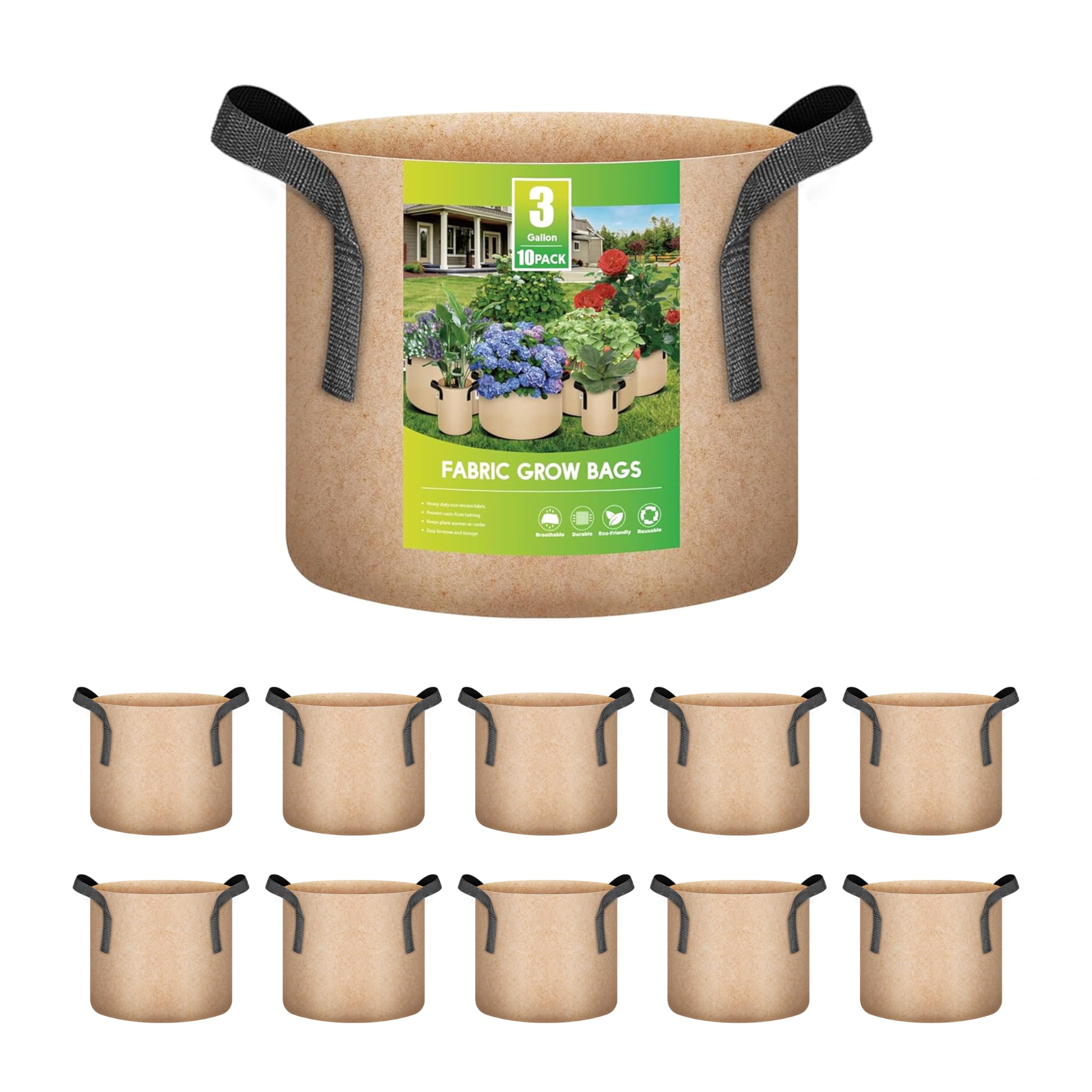 Sac de culture respirant avec poignées iPower 3 gallons lot de 10