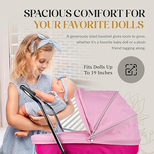 Miniatura 6 de Cochecito de muñeca para bebé  Cuna extraíble para un fácil transporte  Juguetes de cochecito para niños  Promueve la creatividad y el juego