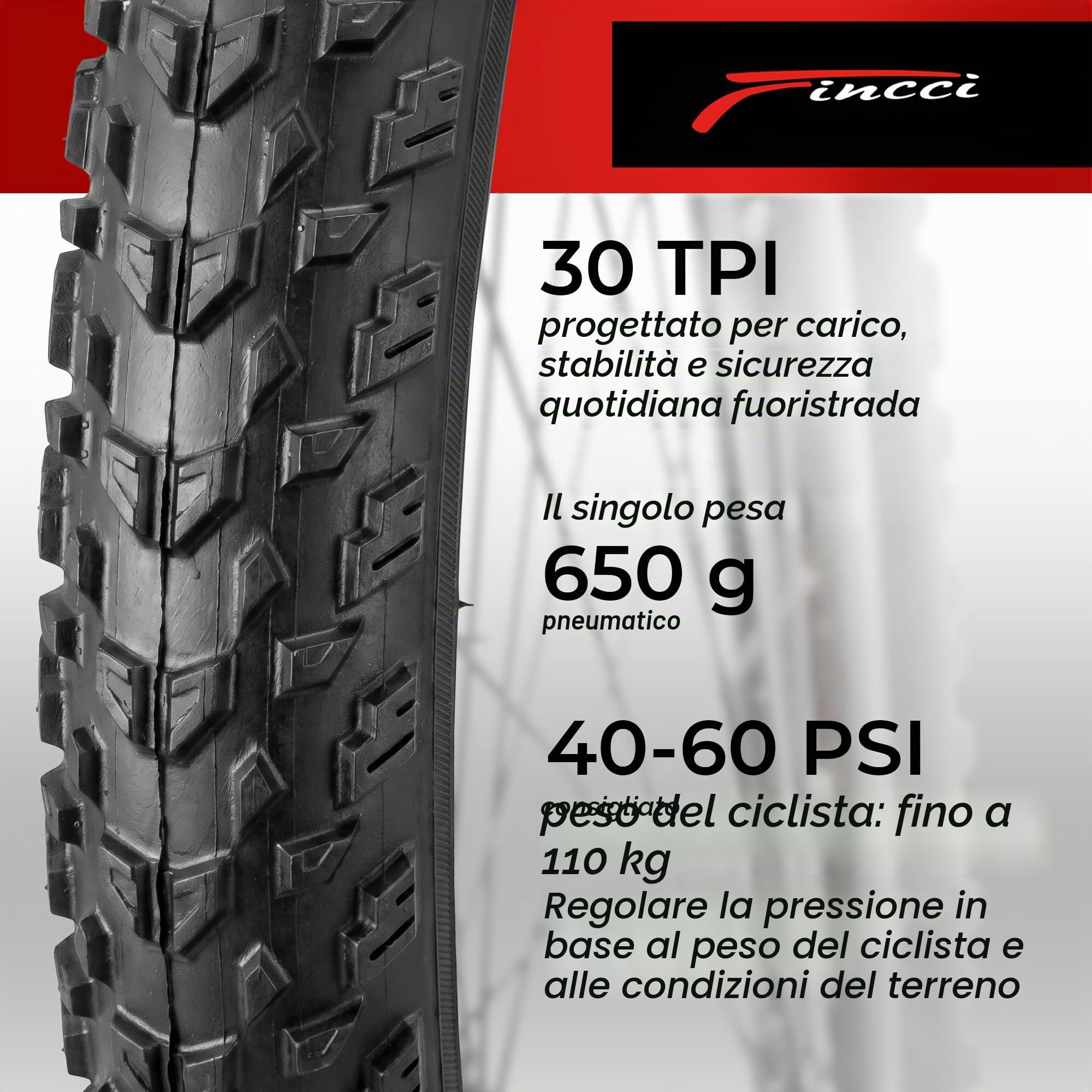 Fincci Copertone MTB 27.5 x 2.10 Pollici - Coppia Biciclette Pneumatici Pieghevole 27.5" - Gomme 54-584 per Adulto Donna e Uomo - Imballaggio Accessori per Mountain & Ibrida & E bike - Confezione da 2