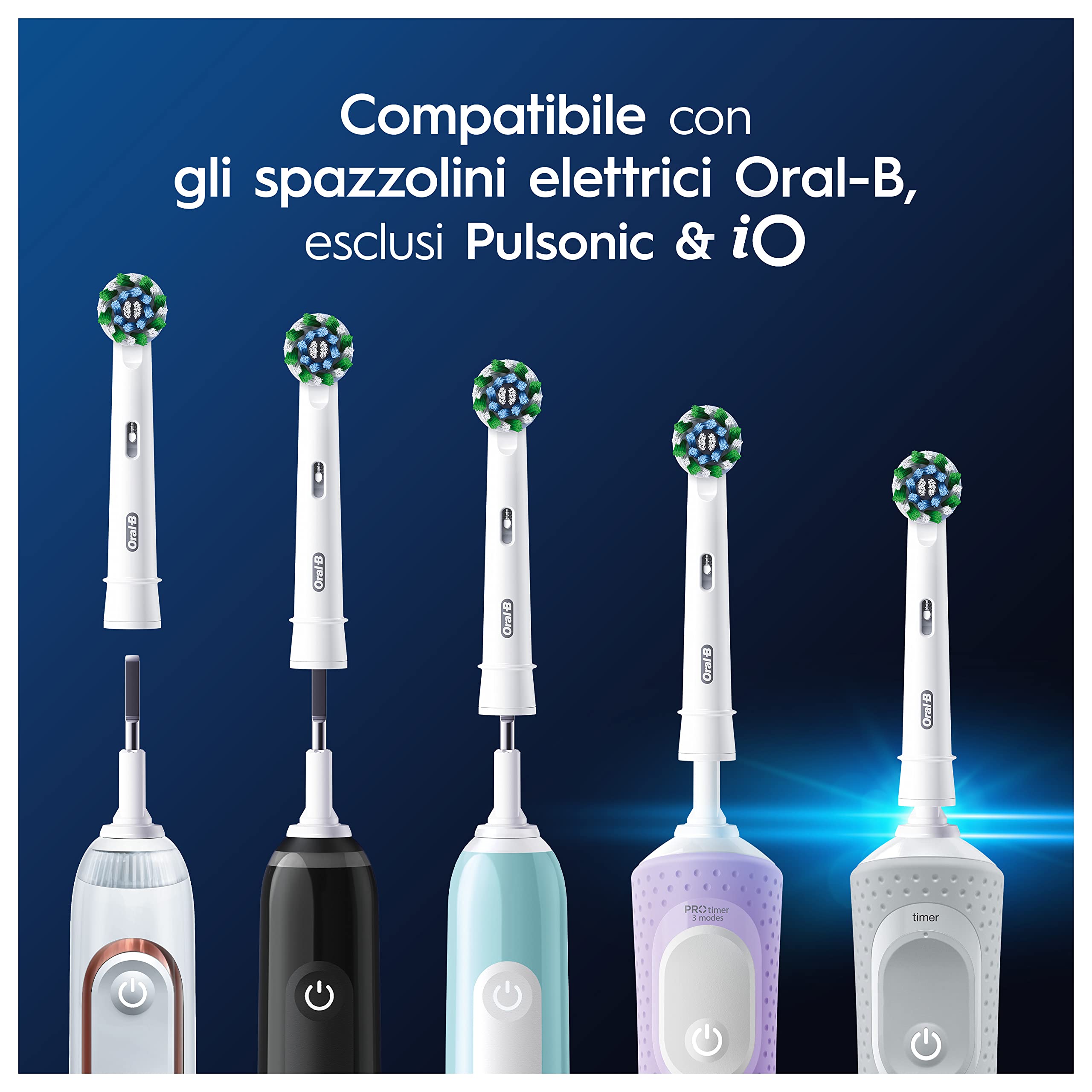 Oral-B Testina Di Ricambio PRO Cross Action Bianca, Confezione Da 10 Testine
