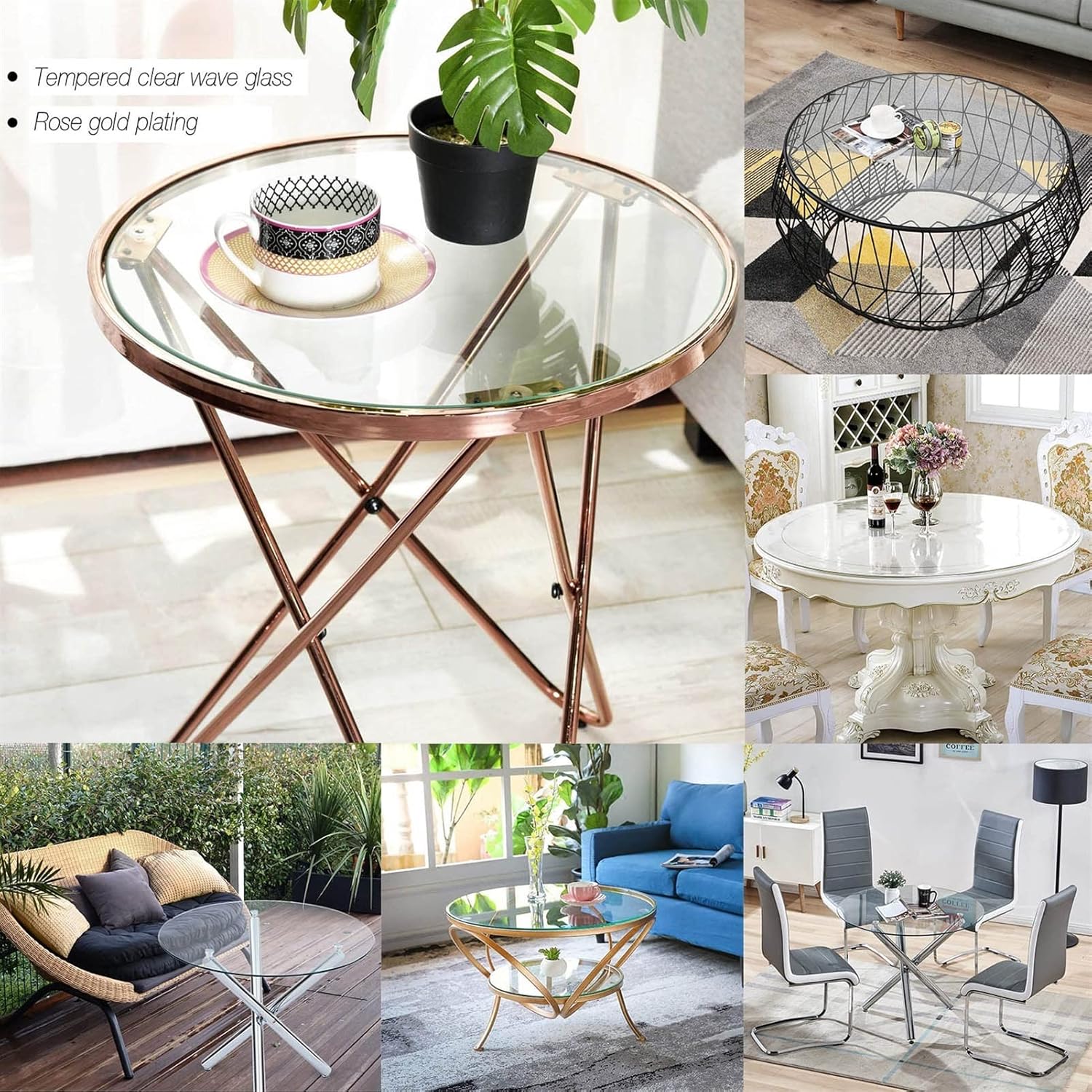 Tempered Glass Table Top Clear Plate Glass - 9 Mm Thick Round Glass Table Top 15 18 20 22 24 30 Inch, Hard and Reliable, Smooth, Good Gloss, Easy to Install (Color : Clear, Size : 43CM(17IN))