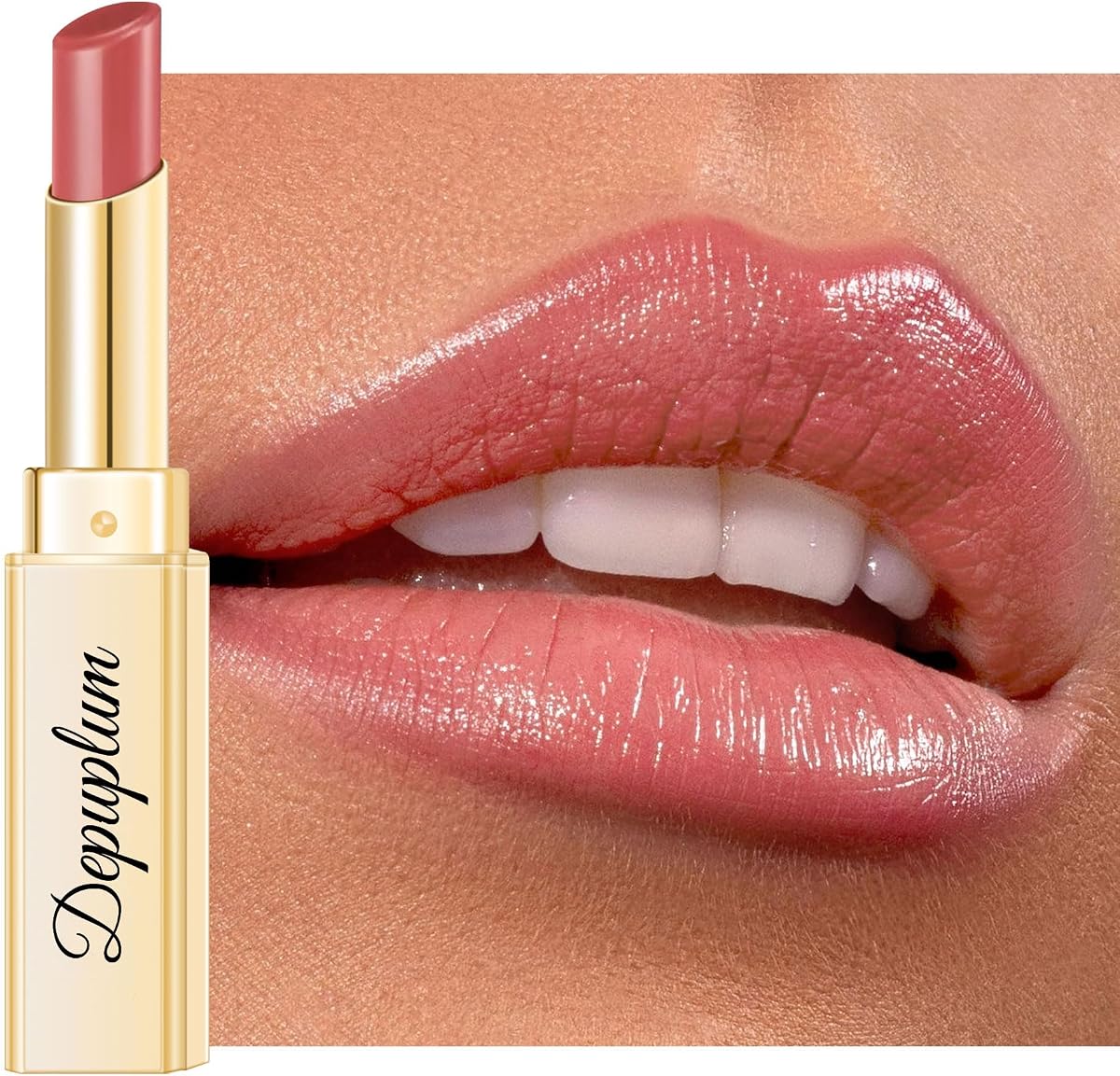 Lápiz labial rosa nude para mujer Bálsamo labial teñido con brillo labial humectante | Lápiz labial cremoso, brillante, nutritivo y transparente, revitalizador de brillo para labios secos, DM95 NudePink