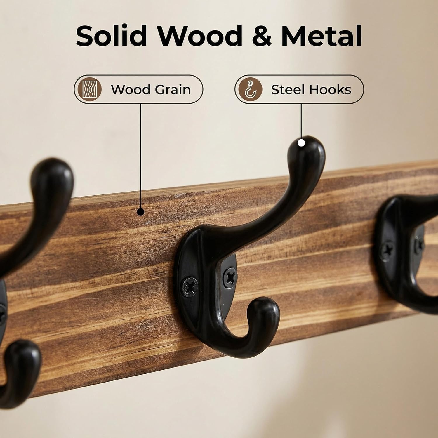 29" Coat Rack Wall Mount with Shelf, 4 in 1 Wall Mounted Coat and Key Hanger with 11 Hooks, Entryway Key Holder with Mail Holder for Living Room, Bedroom