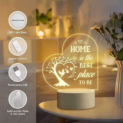 Miniatura 4 de Regalos de inauguración de la casa, idea de regalo de inauguración de la casa, luz nocturna acrílica única, regalos para el hogar para mujeres,