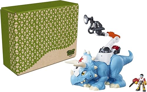 Miniatura 4 de Playskool Doc Tops and Sam Scrubs, juguete de dinosaurio Triceratops y figura de acción de héroe, juguete de ambulancia para niños de 3 años en
