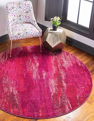 Unique Loom Jardin Collection - Alfombra para múltiples áreas, abstracta, vibrante., Polipropileno, Rosado