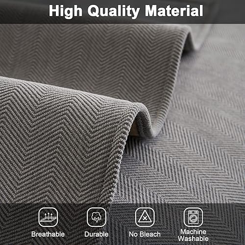 Miniatura 4 de Taiyang Fundas para sofá, fundas de sofá modular, funda de asiento para sofá de 3 cojines, funda de sofá de felpilla en espiga suave al tacto,