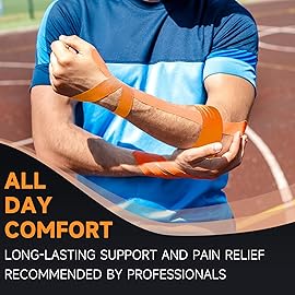 CKeep Kinesiology Tape, Uncut 2 Rolls, Original Cotton Elastic Premium Athletic Tape,Latex Free Hypoallergenic, 2inch x 16ft, Orange