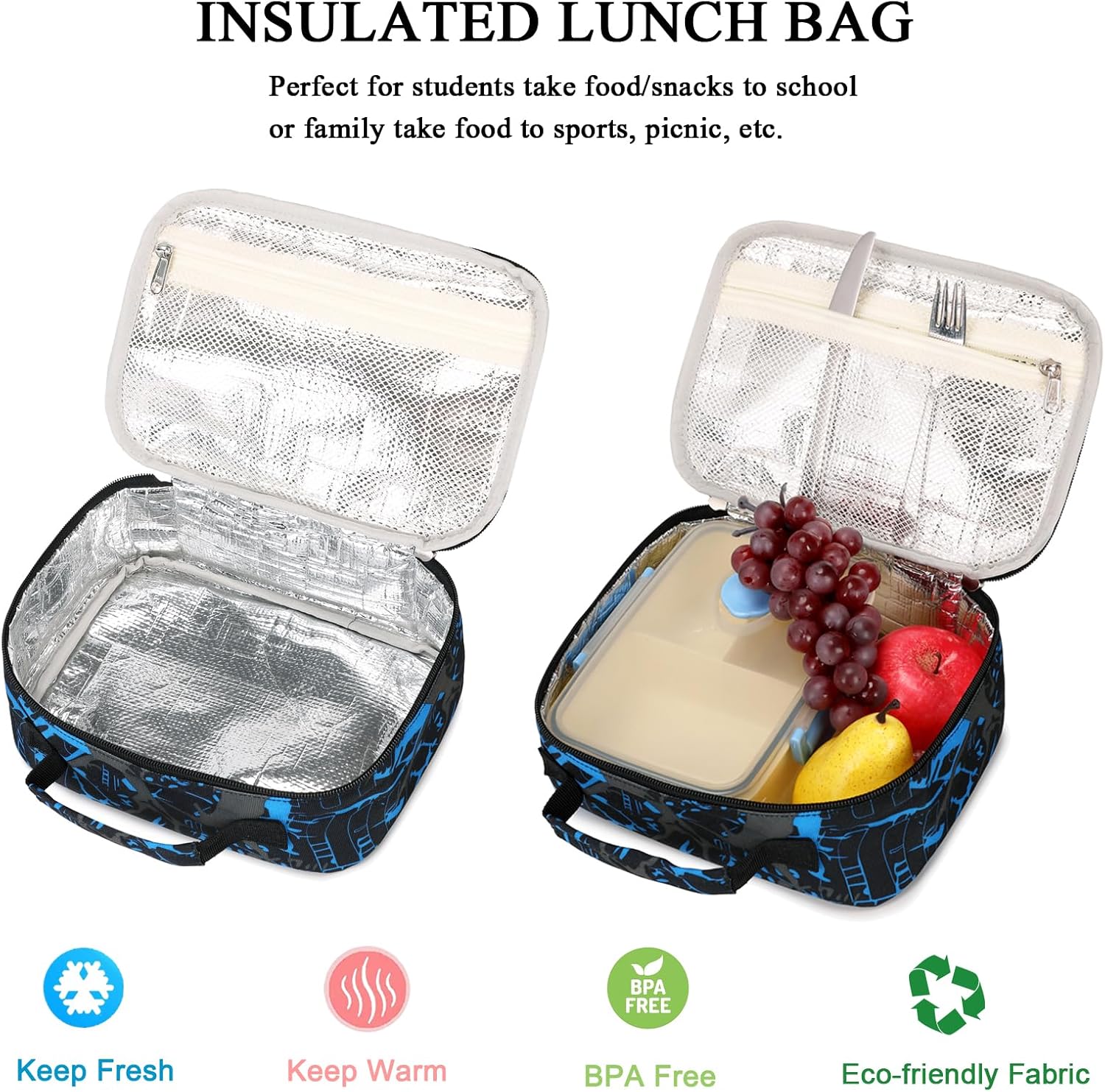 Octsky Kids School Backpack for Boys and Girls, Luminous Backpack with Lunch Box, Gamepad Bookbag School Back Pack - Image 7