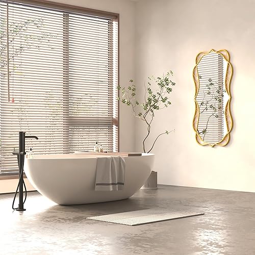 Miniatura 4 de Besdomus Espejo grande dorado para baño espejo grande antiguo de 24 x 48 pulgadas para pared, colgante vertical u horizontal, decoración del hogar