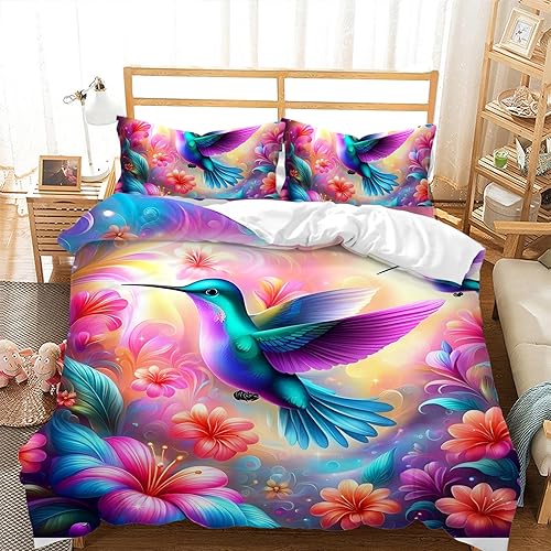 Miniatura 8 de AILONEN Juego de funda de edredón de tamaño King con diseño de mariposa para niñas y mujeres, juegos de ropa de cama con corazones estrellados y