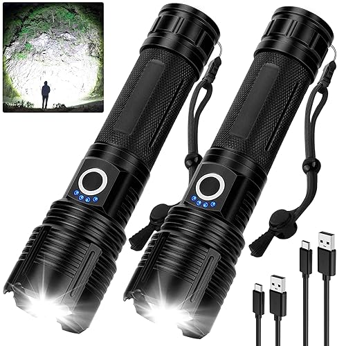 2Pack Flashlights High Lumens Rechargeable, 99,000 Lumens Super Bright LED