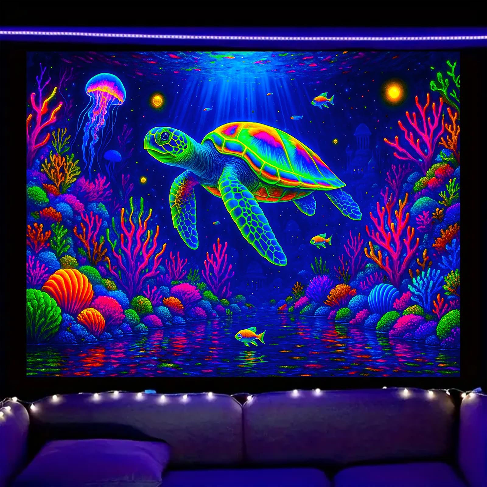 Nuxovilar Sea Turtle Wall Tapestry Polyester 78.74x59.05 In