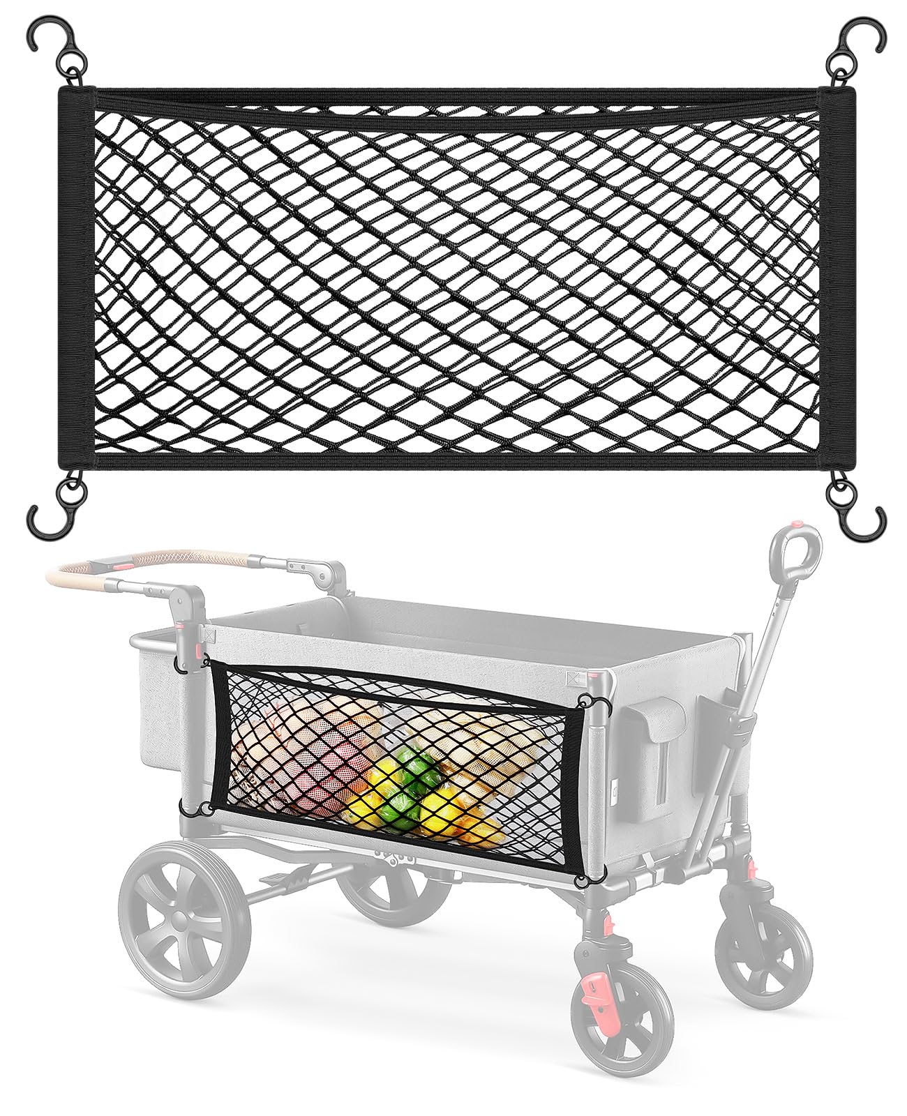 ANZOME Stroller Wagon Cargo Net, Heavy Duty Stretchable Stroller Organizer Mesh Cargo Net, Cargo Net for Extra Storage Space, Accessories for All WONDERFOLD W-Series Models