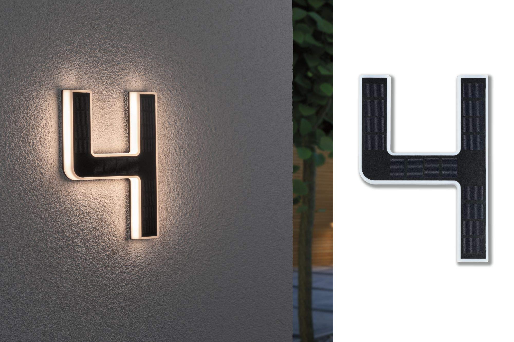 Paulmann 79845 Lampada solare LED per numero civico 4 IP44 bianco caldo batteria sostituibile incl. 1 da 0,2 W nero plastica luce solare 3000K