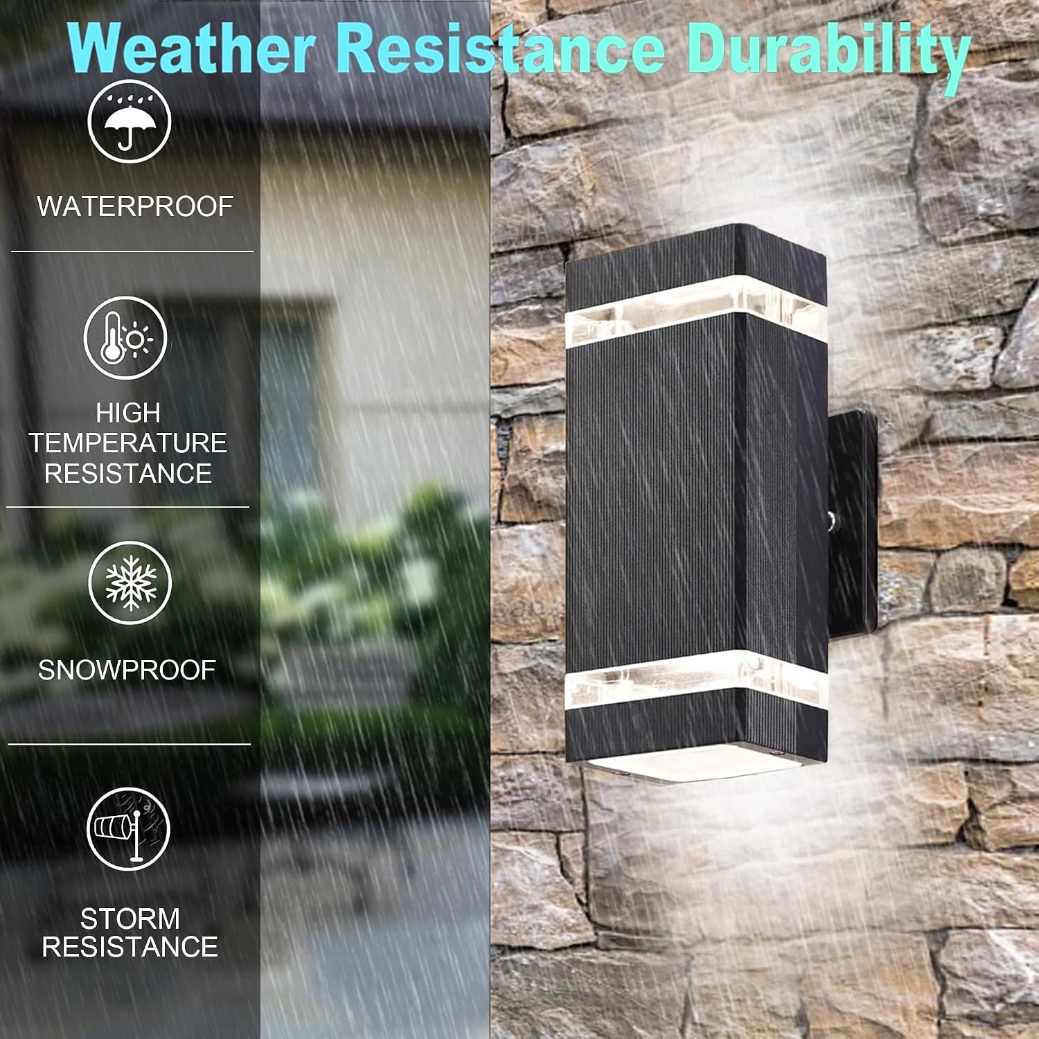 Modern RGB+CCT Outdoor Wall Lights-Dimmable 2700-6500K Up and Down Lights,RGB Color Changing, App & Voice Control, No Hub Required, Exterior Lighting Fixture for House Doorway, Garage, Patio