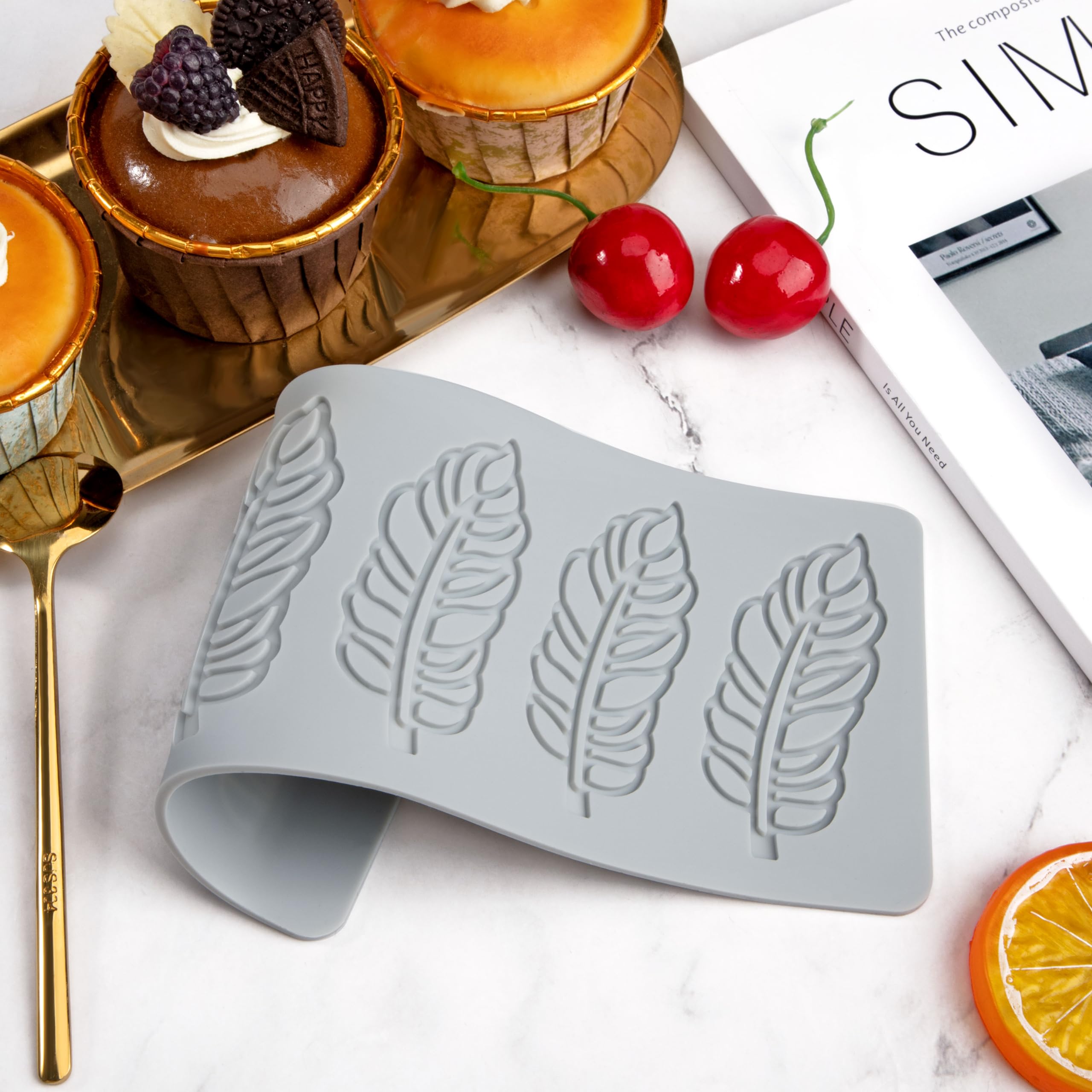Foglie Forma Torta Stampo in Silicone Foglie,Stampi per Fondente in Silicone ,Fondente Foglia Stampo,2 pezzi Tappetino decorativo a foglia in rilievo per la realizzazione di torte e dessert fondenti