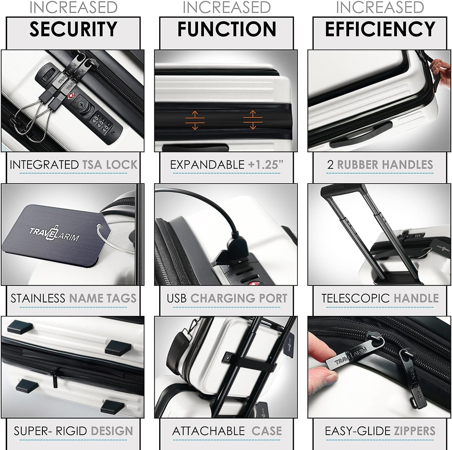 Hard Shell Luggage Sets with Spinner Wheels 4 Piece, Expandable Large Suitcases with TSA Lock, Travel Large Suitcase Set, White Luggage Set