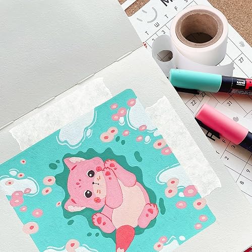 Miniatura 5 de Lineco Tejido autoadhesivo de montajebisagra, 1 x 12 pies, uso en el montaje de arte ligero y documentos en proyectos de bricolaje, manualidades y