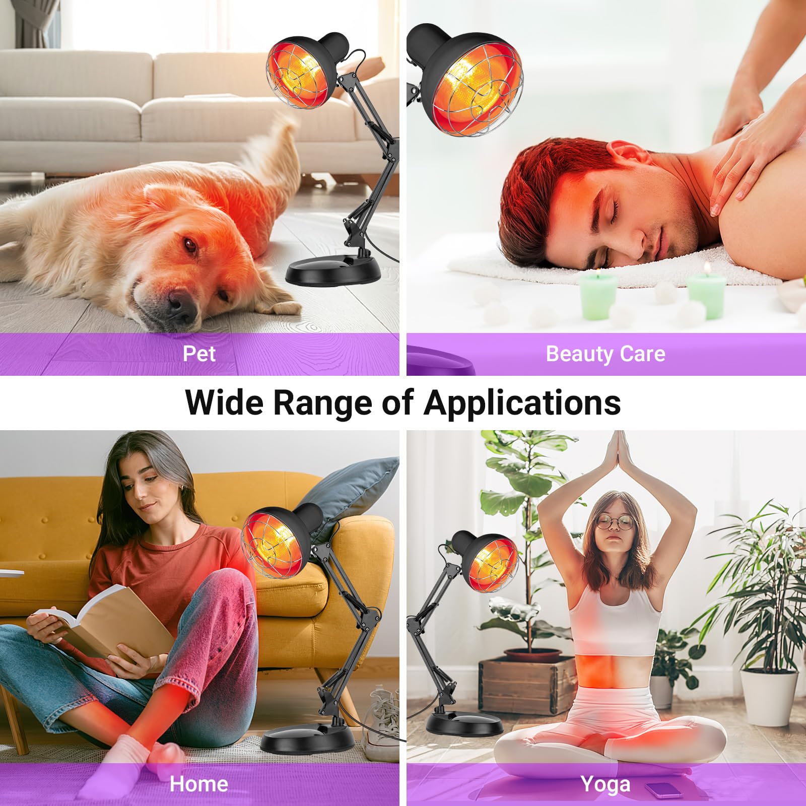 Cozion Lampada Infrarossi 100 Watt, Lampada a Infrarossi Riscaldante - 10 Temperature Regolabili, Luce a Riscaldante per Alleviare i Dolori, Luce Rossa Termica per Uso Domestico con Supporto e Timer